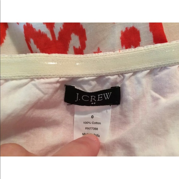 J. CREW Strapless Top Ikat Shirt Blouse Orange White Geometric Summer Time Beach - Picture 5 of 6
